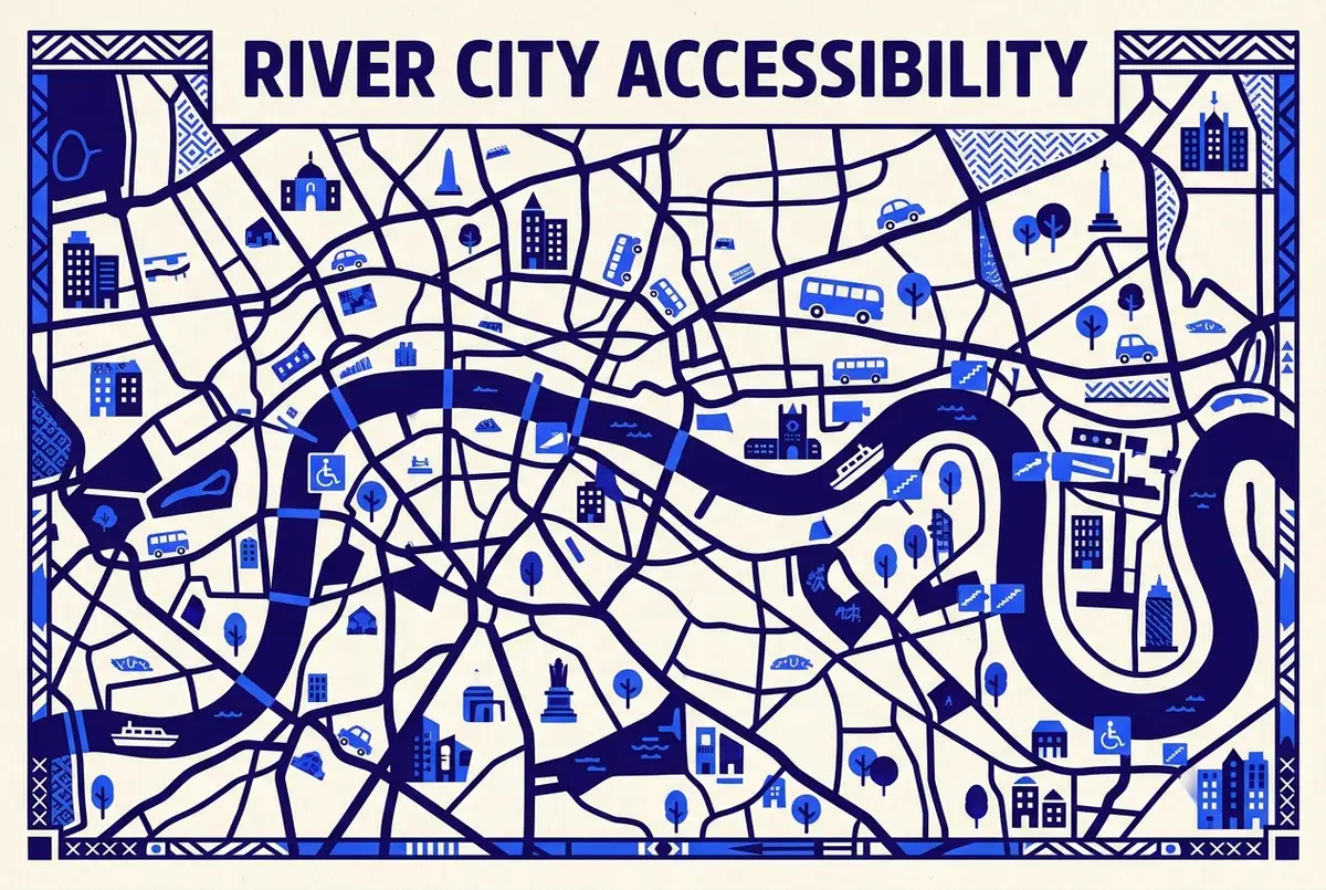 Simple accessibility comparison infographic showing which Thames river cruise piers confirm step-free wheelchair boarding, thames river cruise accessibility guide