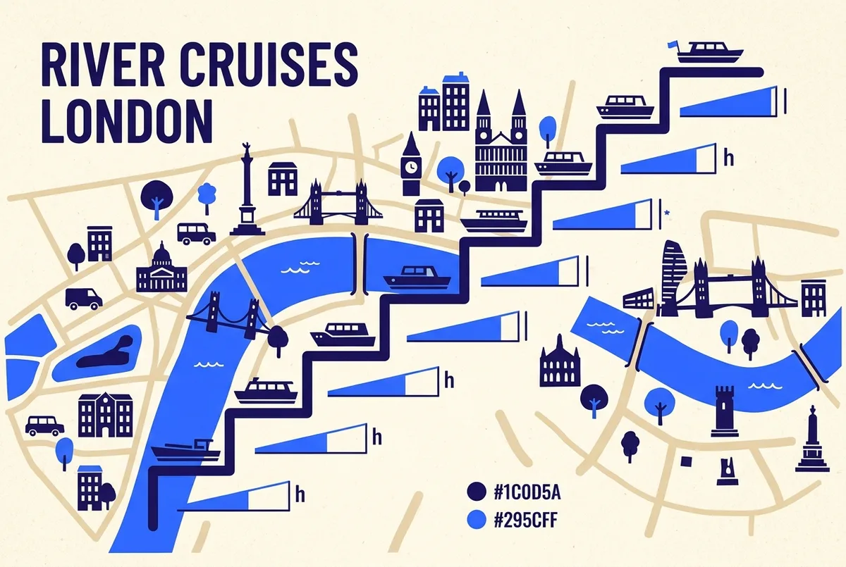 Eenvoudig prijsladder-infographic dat acht boottocht londen aanbieding ticketsoorten vergelijkt van goedkoopst naar duurst met de duur erbij