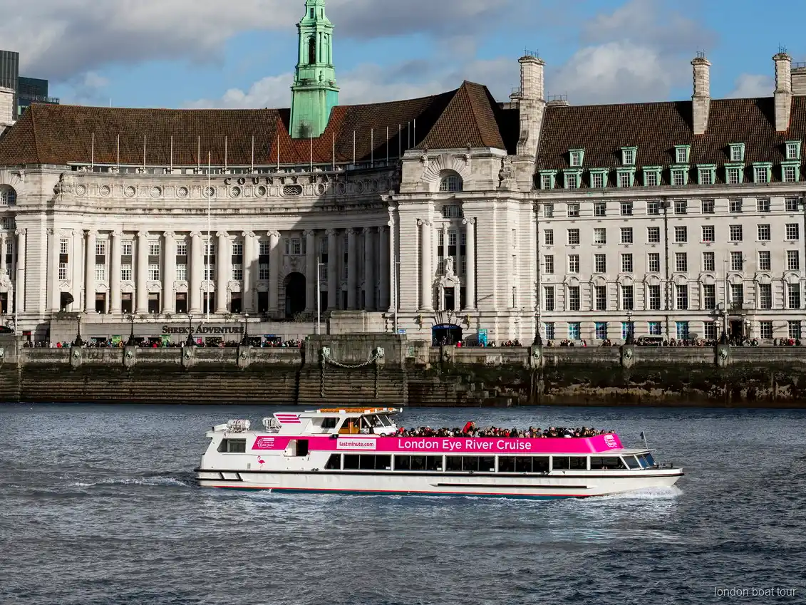 Guide zeigt Londoner Wahrzeichen beim London Eye Bootsfahrt Kombi-Ticket