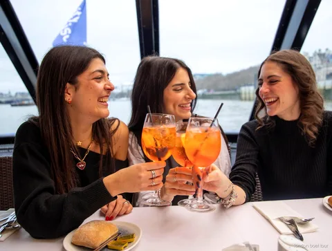 Tower Pier'a yakın bir noktadan kalkan Thames öğle yemeği tekne turu teknesi
